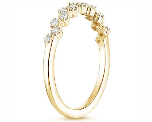 Round 14k Yellow Gold Wedding Band , 1.8mm-2.5mm Natural Diamond Ring