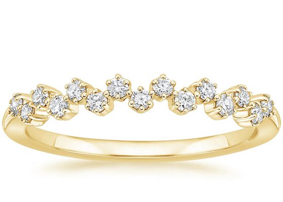 Round 14k Yellow Gold Wedding Band , 1.8mm-2.5mm Natural Diamond Ring