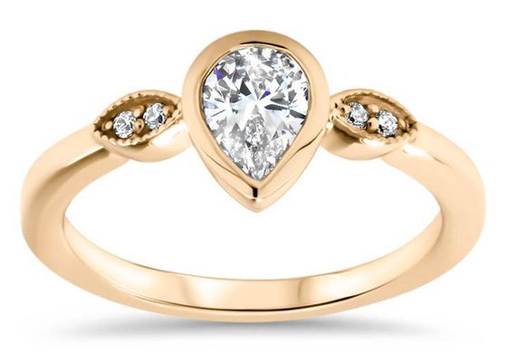 0.77carat 10k Gold Moissanite Ring , Gold Solitaire Engagement Ring 5×7mm Dimension