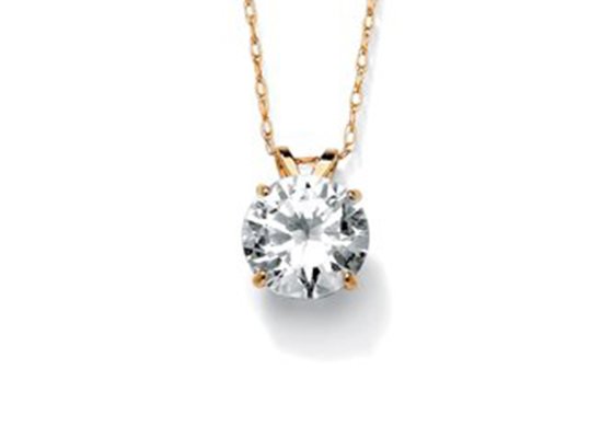 Vintage Solitaire Diamond Necklace , 5mm 14k Solid Gold Necklace Women'S OEM ODM