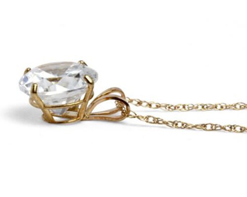 Винтаж солитер алмазное ожерелье, 5 мм 14k твердое золото ожерелье женские OEM ODM