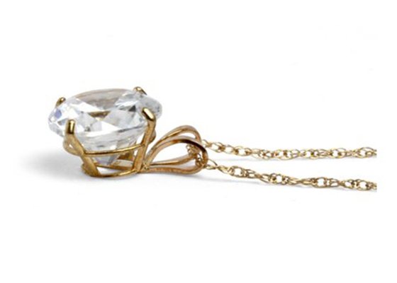 Винтаж солитер алмазное ожерелье, 5 мм 14k твердое золото ожерелье женские OEM ODM