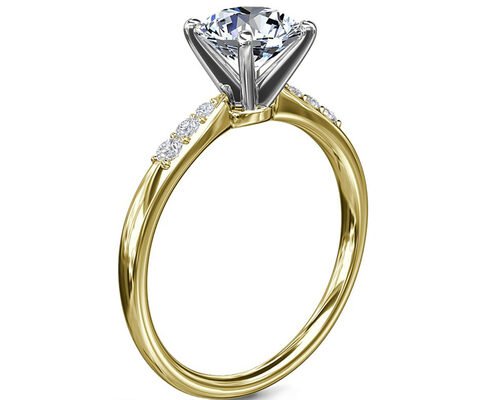 Round Shape 9K Silver Ring With 6MM 1.0ct White Moissanite Stone