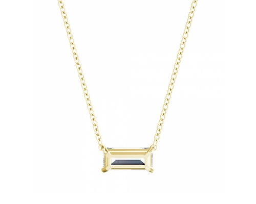 Baguette Cut 14K Gold Necklaces With 0.5ct 5×7mm Solitaire Diamond