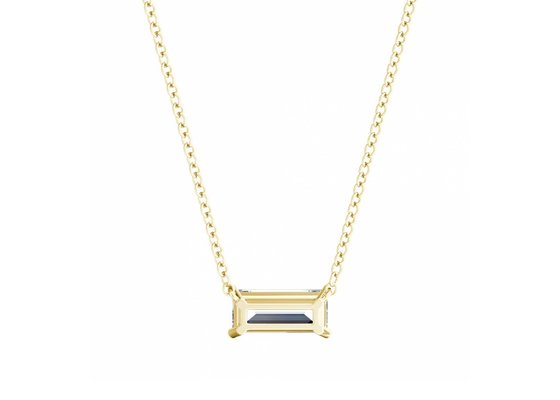 Baguette Cut 14K Gold Necklaces With 0.5ct 5×7mm Solitaire Diamond