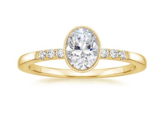 Women 10k Yellow Gold Diamond Ring , Oval Lab Diamond Engagement Ring OEM ODM