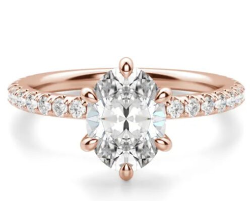 Prong Set Type 9k Silver Ring Rose Gold Material With 1.5carat 6×8mm Stone