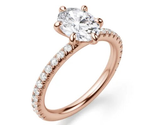 Prong Set Type 9k Silver Ring Rose Gold Material With 1.5carat 6×8mm Stone