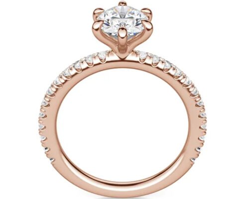 Prong Set Type 9k Silver Ring Rose Gold Material With 1.5carat 6×8mm Stone