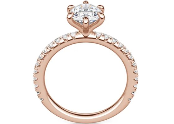 Prong Set Type 9k Silver Ring Rose Gold Material With 1.5carat 6×8mm Stone