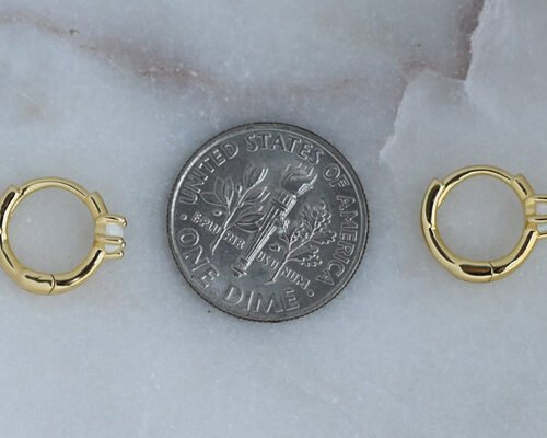 Dia 10mm Gold Opal Huggie Earrings 1.5mm Width For Anniversary