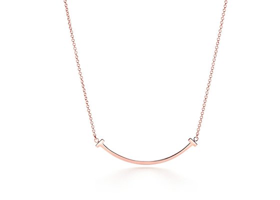 18K Rose Gold Neklace , Smile Pendant Necklace 16-18inch Adjustable length