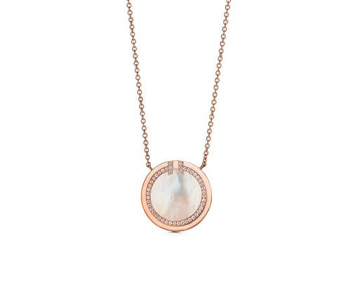 0.05ct Diamond And Mother Of Pearl Circle Pendant 18k Rose Gold material OEM