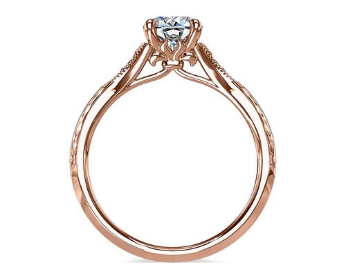 14K Roose Gold Lab Grown Moissanite Ring Dia RD6mm 0.8ct for Wedding