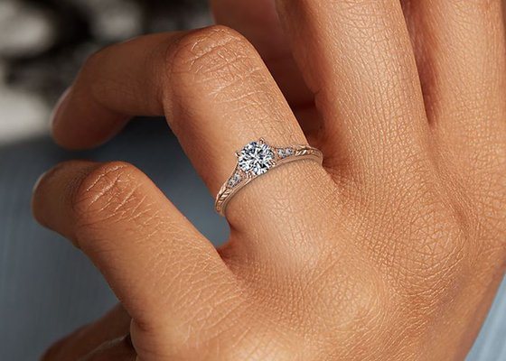 14K Roose Gold Lab Grown Moissanite Ring Dia RD6mm 0.8ct for Wedding