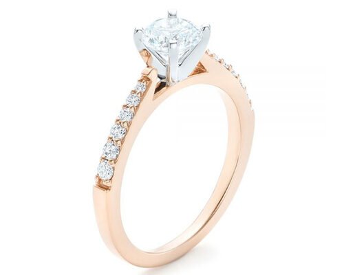 Claw Setting Rose Gold Moissanite Band Rings 5.5MM size OEM ODM