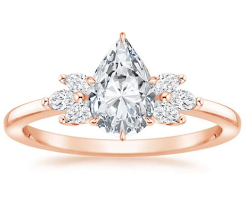 Pear Cut Lab Grown Moissanite Ring 0.77ct PS5×7mm Dimension 14K Rose Gold Material