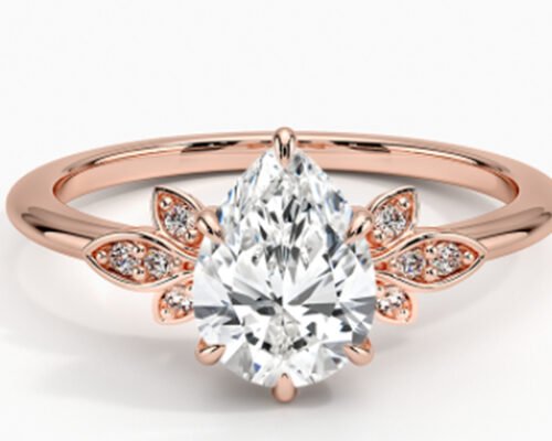 14K 0.77ct Rose Gold Pear Cut Wedding Moissanite Jewelry Gold Ring