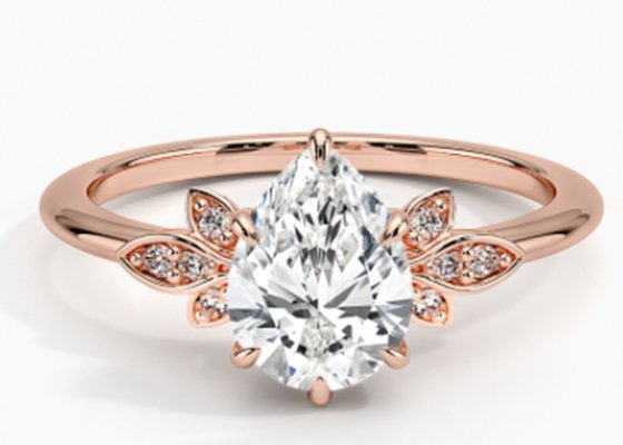 14K 0.77ct Rose Gold Pear Cut Wedding Moissanite Jewelry Gold Ring