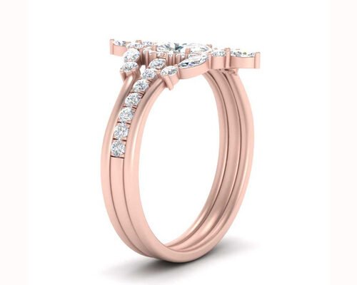 SI1 0.62CT Rose Gold Double Halo Engagement Rings For Bridal