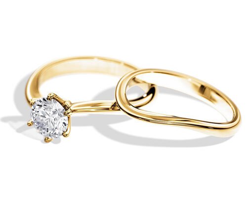 Solitaire Set Diamond Engagement Wedding Rings with 1.0CT 6.5mm Natural diamond