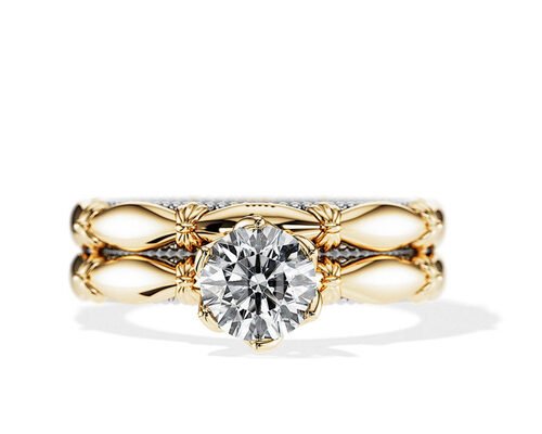 OEM Solitaire Diamond Engagement Wedding Rings Solid 18K Gold Material ODM